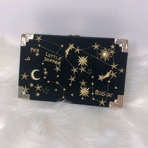 Black velvet hard crossbody celestial embroidery